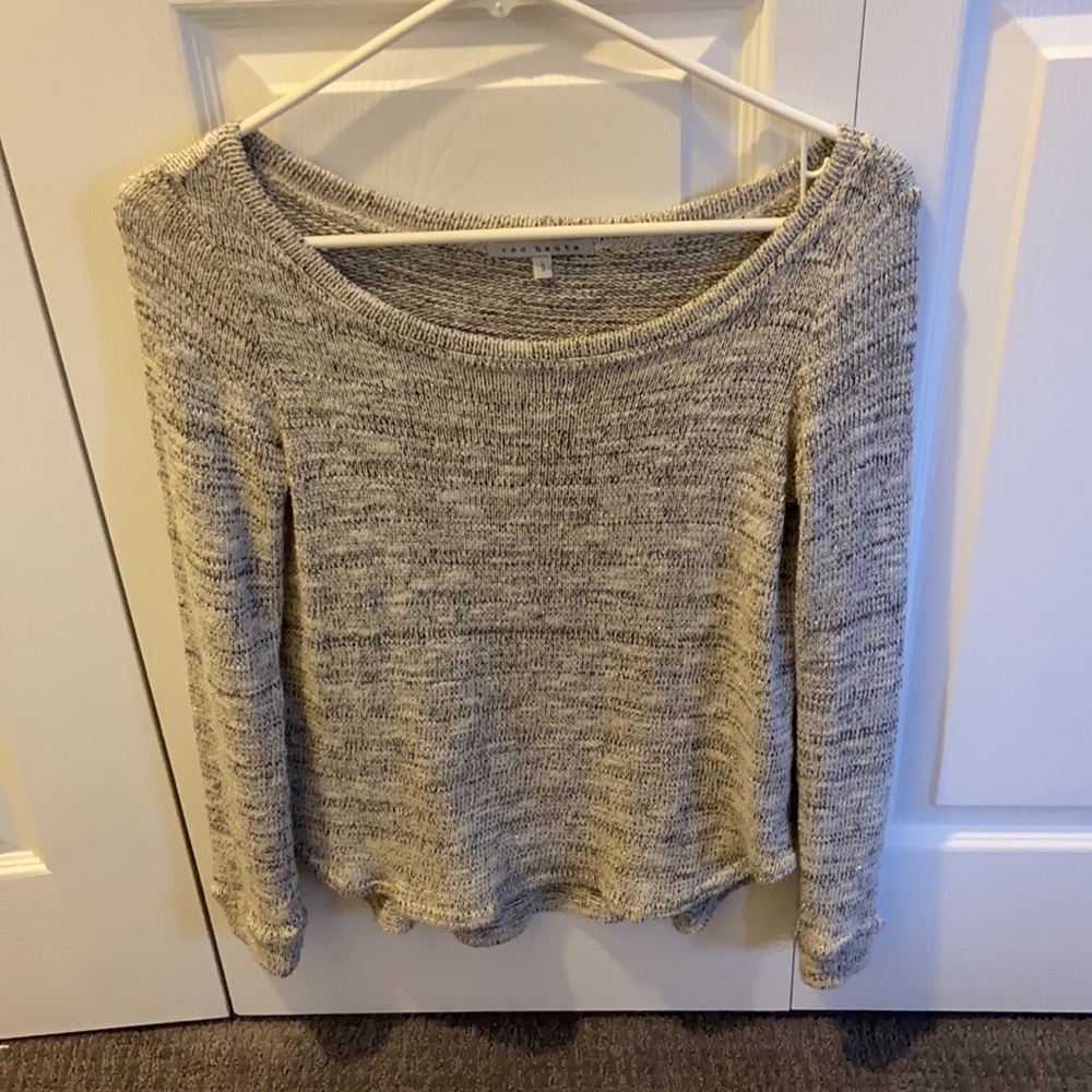 Red Haute Women’s Gray and Black Long-Sleeve Top S